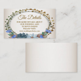 Hochzeit Blau Floral Golden Geometrisches Detail Begleitkarte