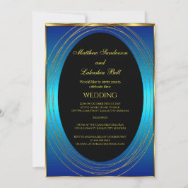 Hochzeit Blau Gold Schwarz Elegant Moderne Einladung