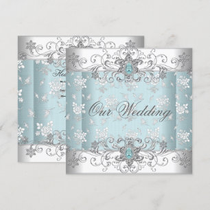 Hochzeit Blau Silber Weiß Diamant Juwel Spitze Einladung