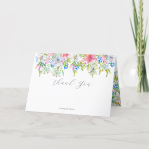 Hochzeit. Blume und Vögel Dankeskarte