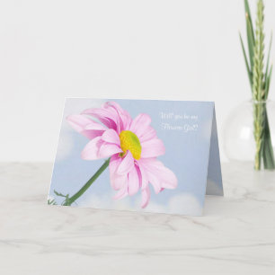 Hochzeit. Blumenmädchen. Rosa Gänseblümchen. Einladung