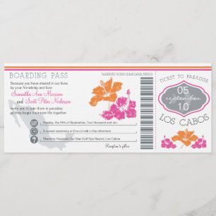 Hochzeit Boarding Pass nach Los Cabos Mexiko Einladung