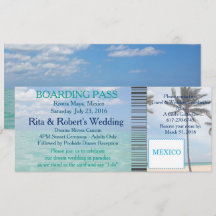 Hochzeit Boarding Pass Ticket Beach Zielort