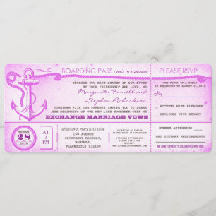 Hochzeit-Boarding-Pass-Vintage Tickets mit UAWG Einladung