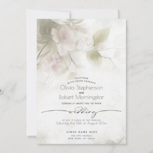 HOCHZEIT    Boho-Aquarell Pfirsichblüten  Einladung
