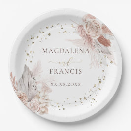 Hochzeit boho Blume Imitate Glitzer Pappteller