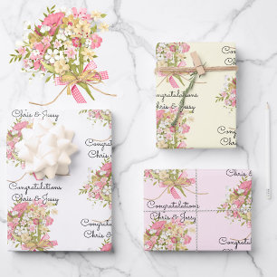 Hochzeit Bouquet von Blume Bezeichnungen 3 Geschen Geschenkpapier Set