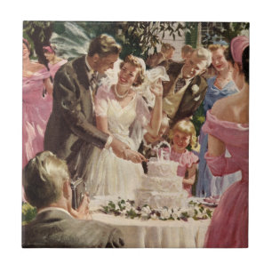 Hochzeit Braut Bräutigam Frischvermählte schneiden Fliese