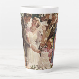 Hochzeit Braut Bräutigam Frischvermählte schneiden Milchtasse