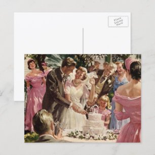 Hochzeit Braut Bräutigam Frischvermählte schneiden Postkarte