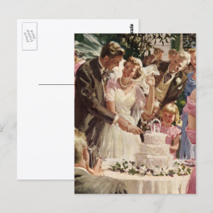 Hochzeit Braut Bräutigam Frischvermählte schneiden Postkarte