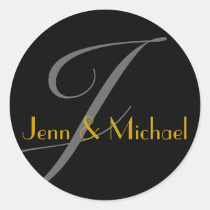 Hochzeit Braut Bräutigam Namen Monogramm J Goldsie Runder Aufkleber