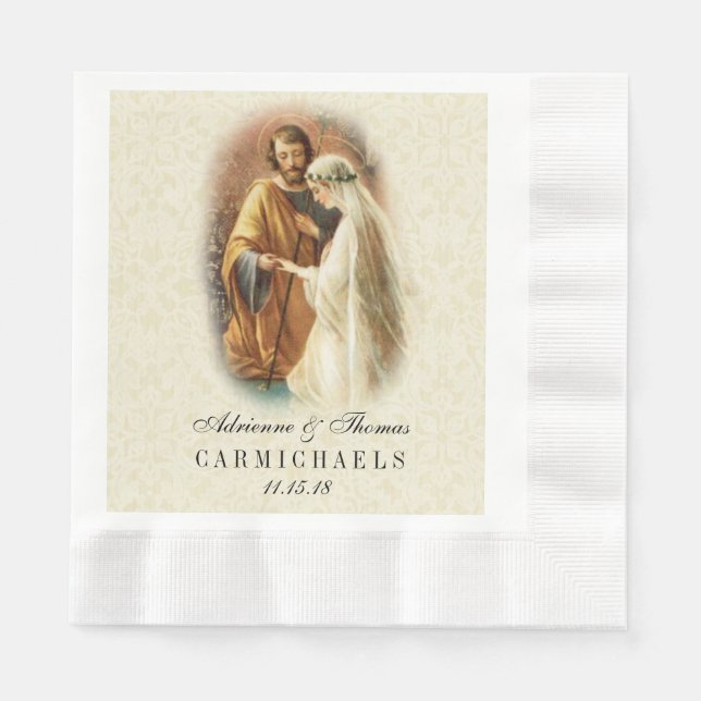 Hochzeit Braut Groom Katholische Ehe Mary Joseph Serviette (Vorderseite)