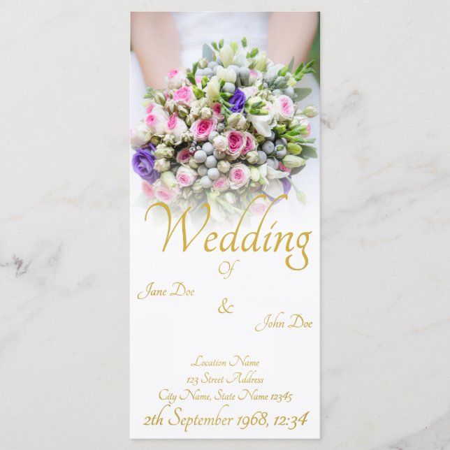 Hochzeit - Braut mit bunten Hochzeitsbukett Programm (Vorderseite)