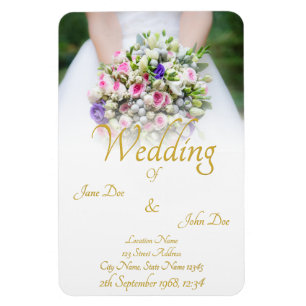 Hochzeit - Braut mit farbenfrohem Brautstrauß Magnet