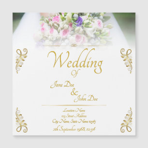 Hochzeit - Braut mit farbenfrohem Brautstrauß Magnetkarte