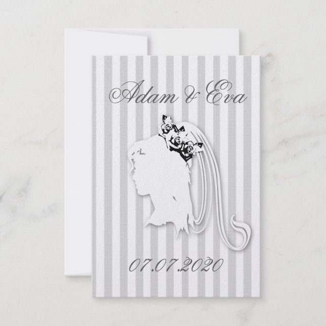 Hochzeit Braut Schleier Streifen personalisieren Save The Date (Vorderseite)