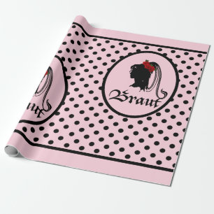 Hochzeit Braut Text Frau Kopf rosa Punkte Geschenkpapier