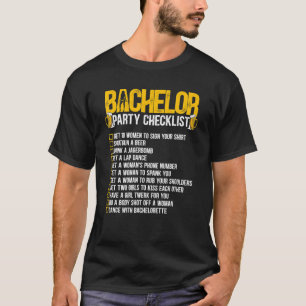 Hochzeit Bräutigam  Junggesellenabschied Checklist T-Shirt