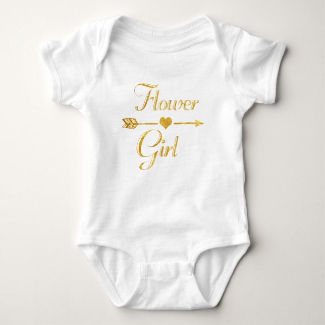 Hochzeit Brautparty Glitzer Gold Flower Girl Baby Strampler (Vorderseite)