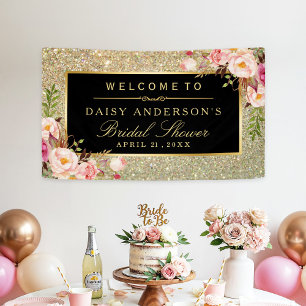 Hochzeit Brautparty Gold Glitzer Glitzern Blumenko Banner