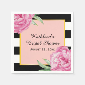 Hochzeit Bridal Floral Glam Schwarze Streifen Serviette