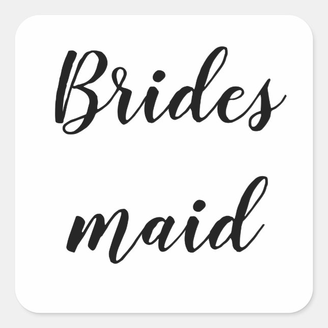 Hochzeit Bridesmaid Einfach Minimalistisch Schwarz Quadratischer Aufkleber (Vorderseite)