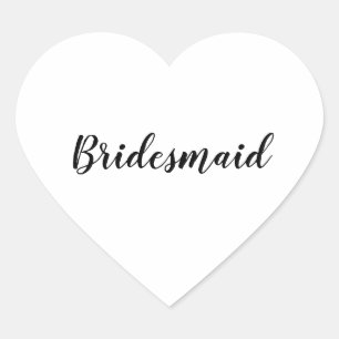 Hochzeit Bridesmaid einfach modern Schwarz-weiß Herz-Aufkleber