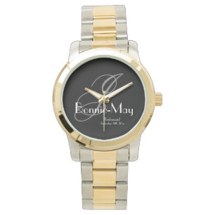 Hochzeit Bridesmaid Geschenk Elegante Monogramm Ch Armbanduhr