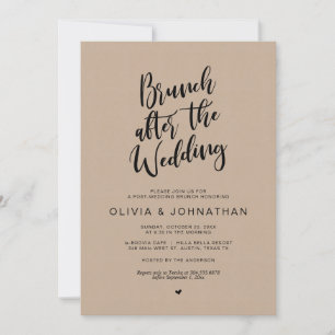 Hochzeit, Brunch nach Hochzeit, Braun Kraft Einladung