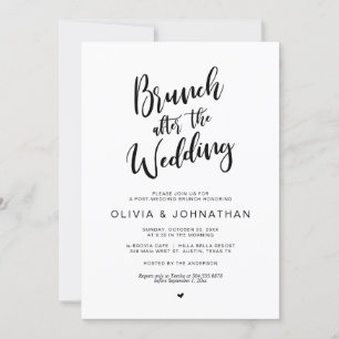 Hochzeit, Brunch nach Hochzeit, Schwarzes Drehbuch Einladung