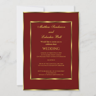 Hochzeit Burgund Gold Elegant Moderne Einladung