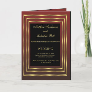 Hochzeit Burgund Schwarz Gold mit Menü gefaltete K Einladung