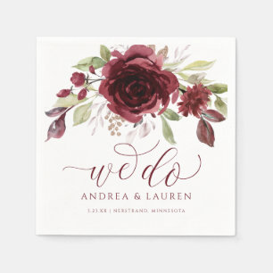 Hochzeit Burgunder Wein Rot Wasserfarbe Bouquet Wi Serviette