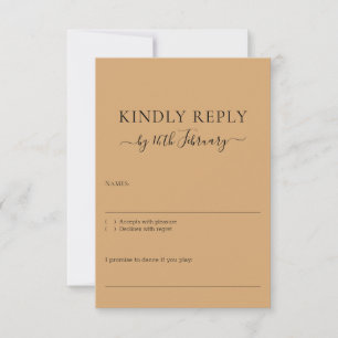 Hochzeit Burly Wood Sand Unterschrift Freundlich A RSVP Karte