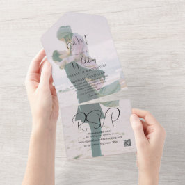 Hochzeit Burnt Orange Foto Modernes Elegantes All In One Einladung