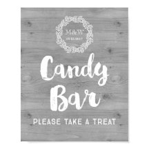 Hochzeit Candy Bar Sign Wood Pattern Kranz