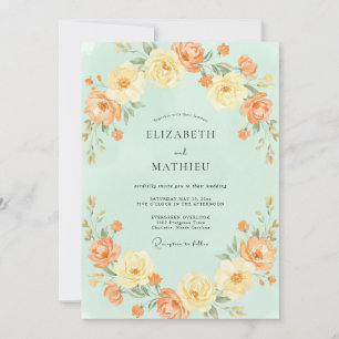 Hochzeit Celadon Orange Ranunculus Eukalyptus Einladung