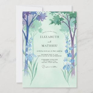 Hochzeit Celadon Periwinkle Wald Eukalyptus Einladung