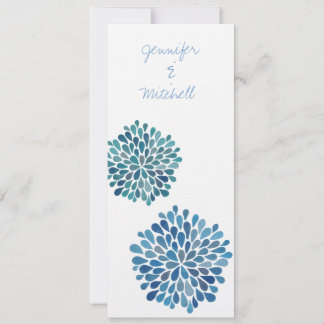 Hochzeit Cerulean Blue Blume Blüht Einladung