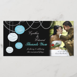 Hochzeit danke Aqua Blue Lanterns Foto Card