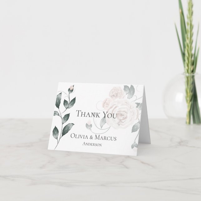 Hochzeit Danke | Aquarell Rose Rosa (Vorderseite)