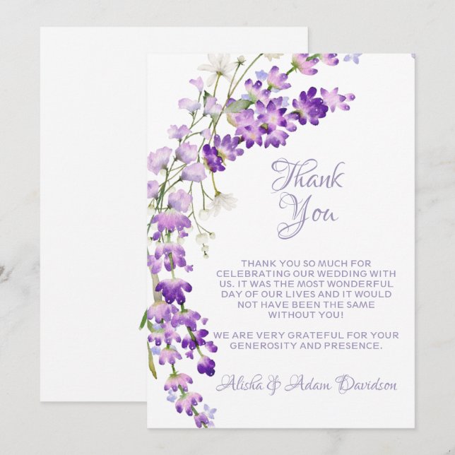 Hochzeit Danke Card Lavender Bouquet (Vorne/Hinten)