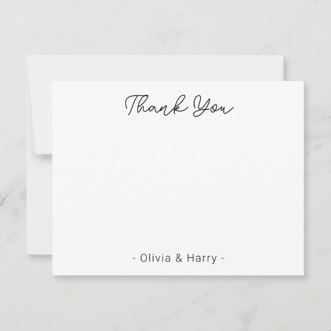 Hochzeit Danke Chic Modern White Flat Note Card Mitteilungskarte (Vorderseite)