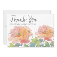 Hochzeit Danke Coral Watercolor Floral