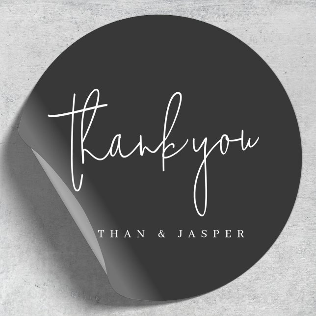 Hochzeit danke, dass du Black handschriftlich gesc Runder Aufkleber (Von Creator hochgeladen)
