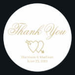 Hochzeit Danke, dass Sie ein Skript-Geschenk-Gefal Runder Aufkleber<br><div class="desc">Hochzeitsgeschenk Dankeschön für das Geschenk für klassische Round Stickers zwei Herzen</div>