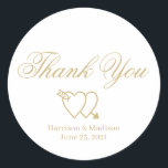 Hochzeit Danke, dass Sie ein Skript-Geschenk-Gefal Runder Aufkleber<br><div class="desc">Hochzeitsgeschenk Dankeschön für das Geschenk für klassische Round Stickers zwei Herzen</div>