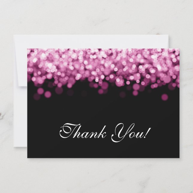 Hochzeit danke, dass Sie rosa Lichter bemerken Dankeskarte (Vorderseite)