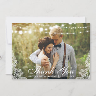 Hochzeit Danke, dass Sie Spitzen und String Lights Dankeskarte